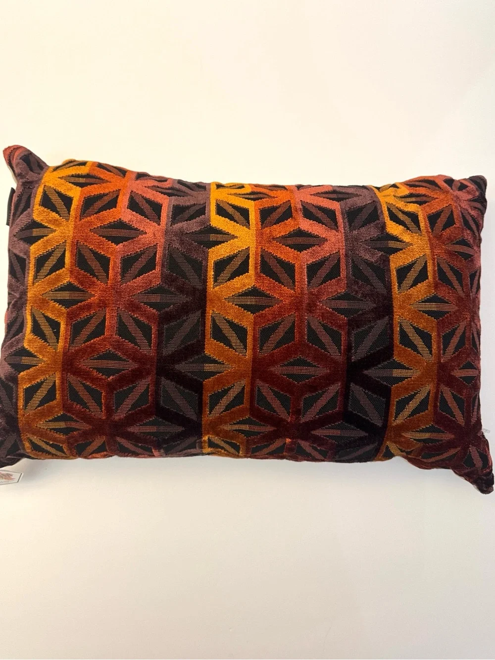 SOHO STUDIO Belgium Cut Velvet Burnt Orange & Rust Accent Pillow - Duck Feather